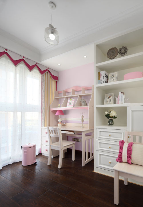 卧室窗帘装修效果图温馨123平美式四居儿童房装修