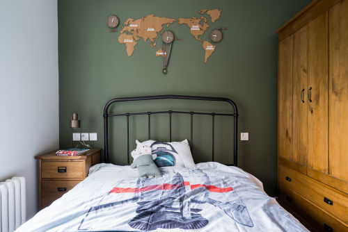 绿色现代简约卧室窗帘装修效果图浪漫62平现代二居儿童房效果图