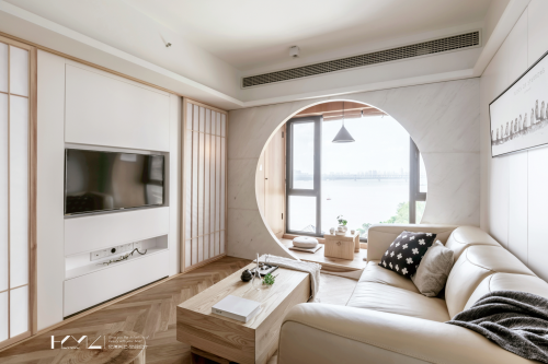 客厅窗帘装修效果图优雅84平日式二居客厅装修设计