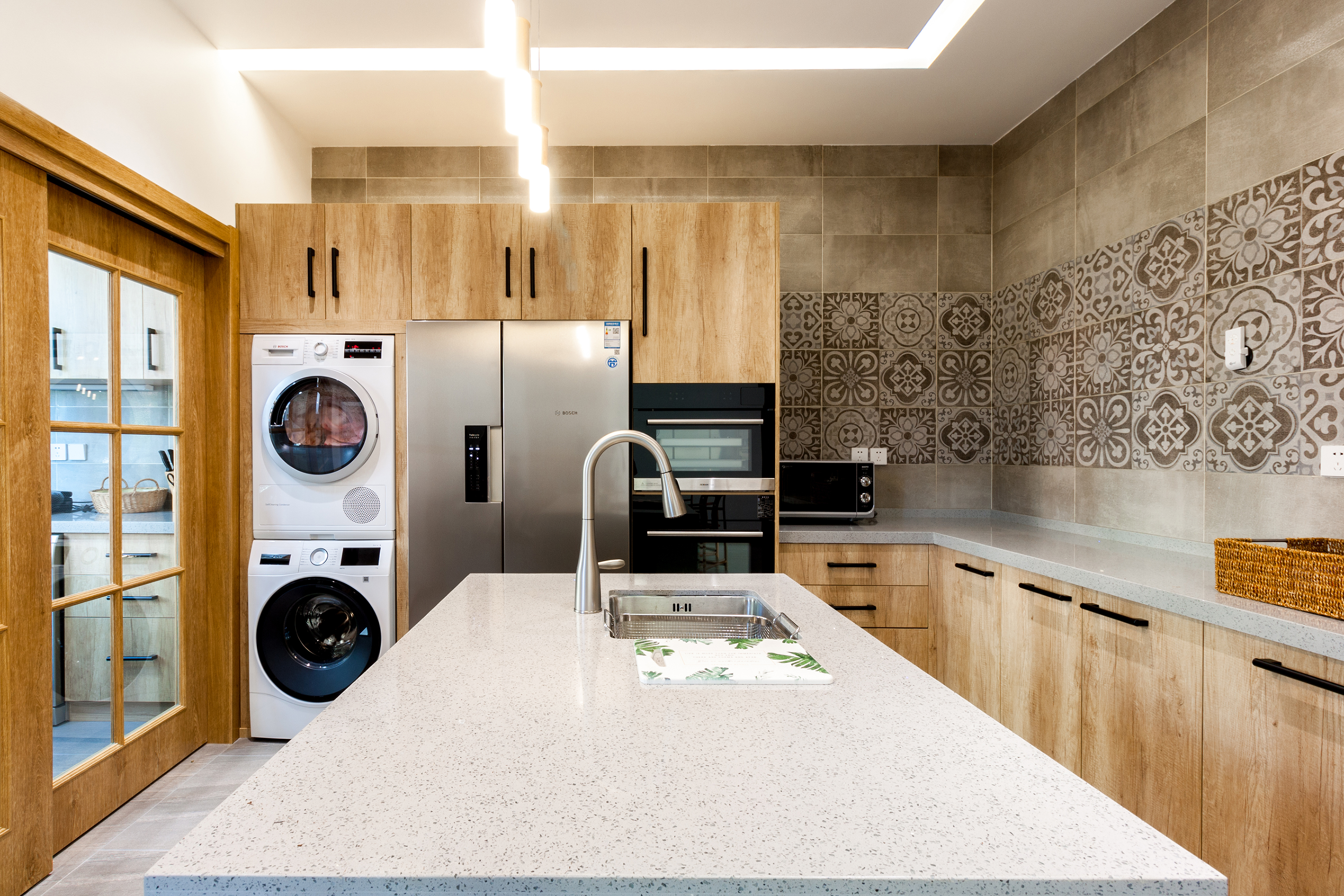 餐厅橱柜1装修效果图轻奢540平中式别墅厨房布置图新中式厨房设计图片赏析