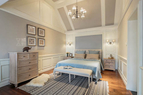 卧室木地板1装修效果图温馨79平法式二居卧室装饰图片