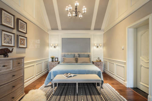 卧室木地板1装修效果图温馨60平法式二居卧室实景图