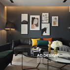 纯色现代客厅背景画设计