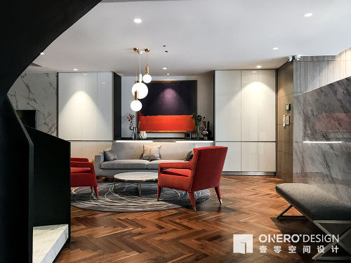 客厅沙发装修效果图简洁43平现代复式休闲区设计效