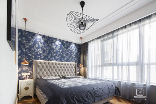 卧室窗帘装修效果图浪漫107平现代三居卧室设计案