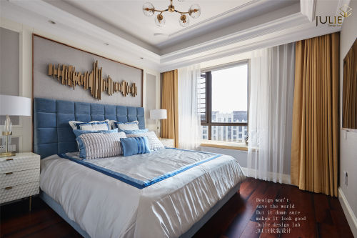 卧室窗帘装修效果图典雅130平美式四居卧室实景图