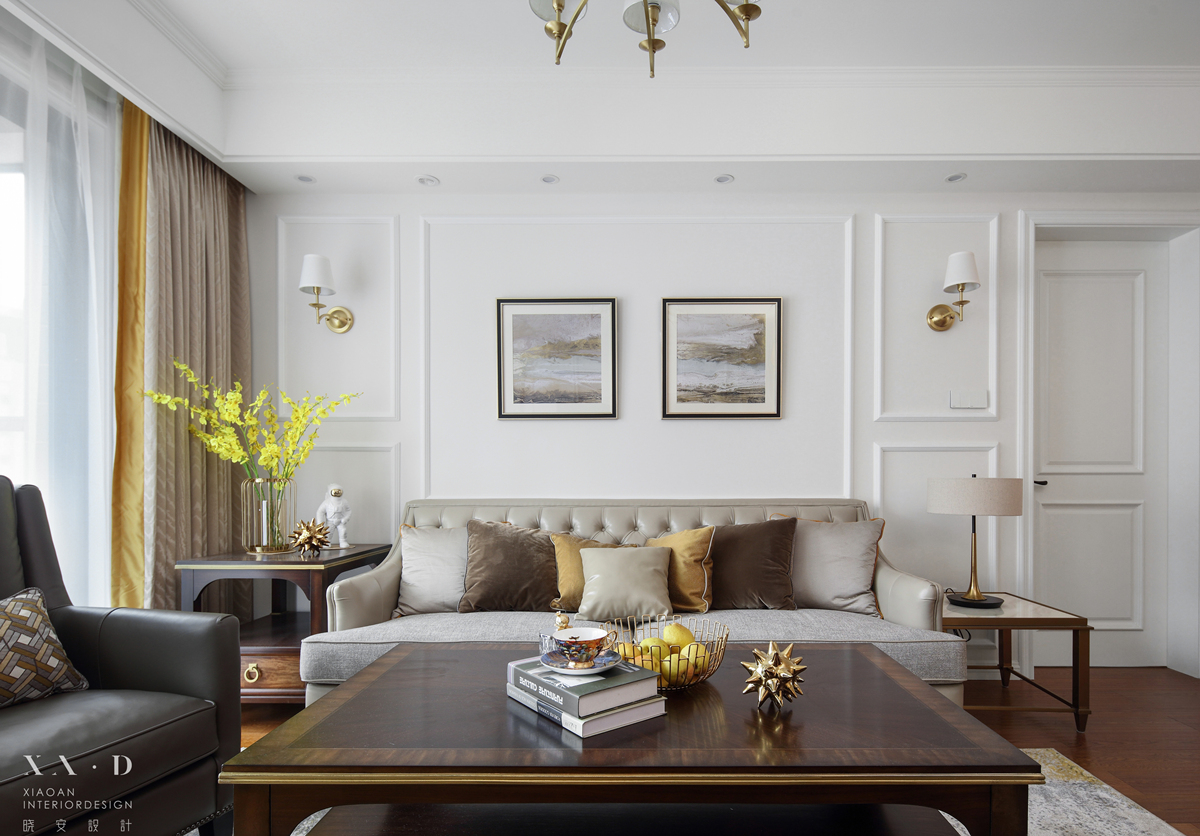 客厅窗帘装修效果图悠雅80平美式三居客厅设计效果美式客厅设计图片赏析
