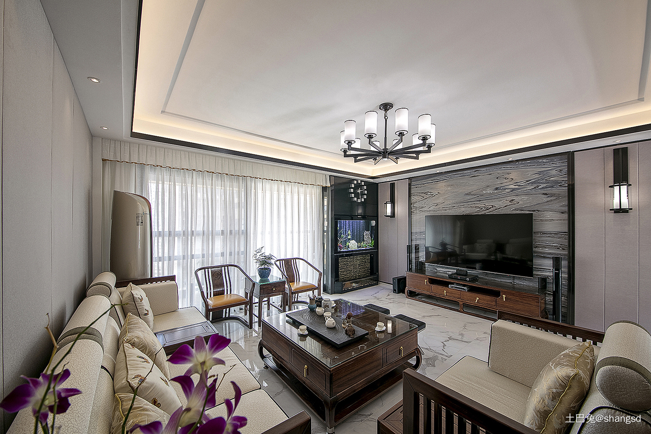 平中式别墅客厅装修效果图新中式客厅设计图片赏析