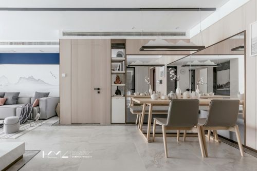 厨房沙发装修效果图温馨123平现代三居餐厅实景图