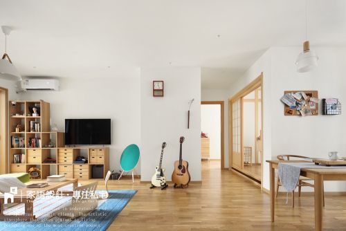 客厅木地板3装修效果图华丽77平日式二居客厅设计效果