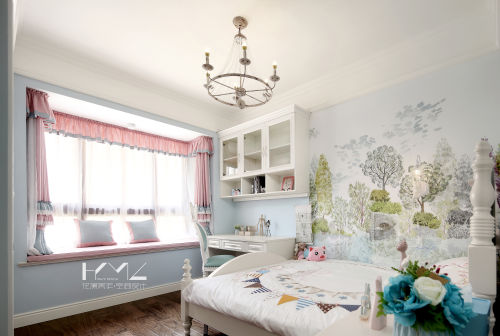 卧室窗帘装修效果图温馨113平法式四居客厅装饰图