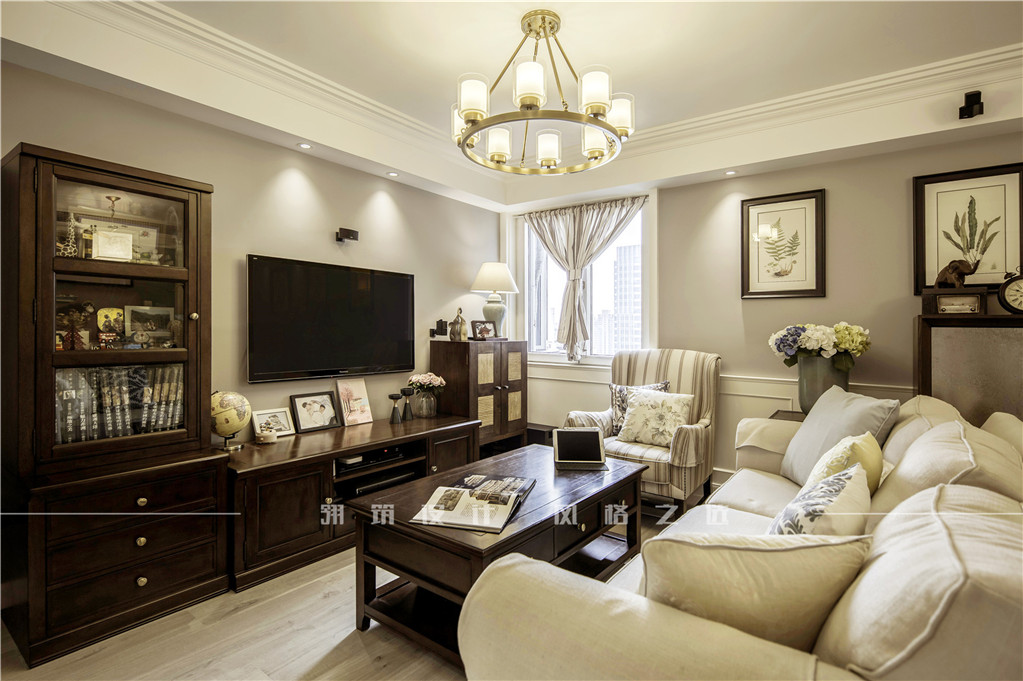 客厅电视柜装修效果图优雅62平美式二居客厅效果图欣美式客厅设计图片赏析