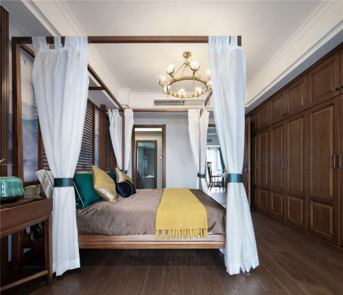 卧室窗帘3装修效果图优雅95平中式四居卧室设计美图