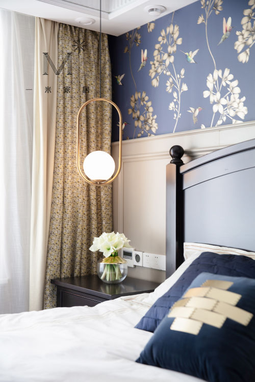 卧室窗帘装修效果图简洁80平美式二居设计美图