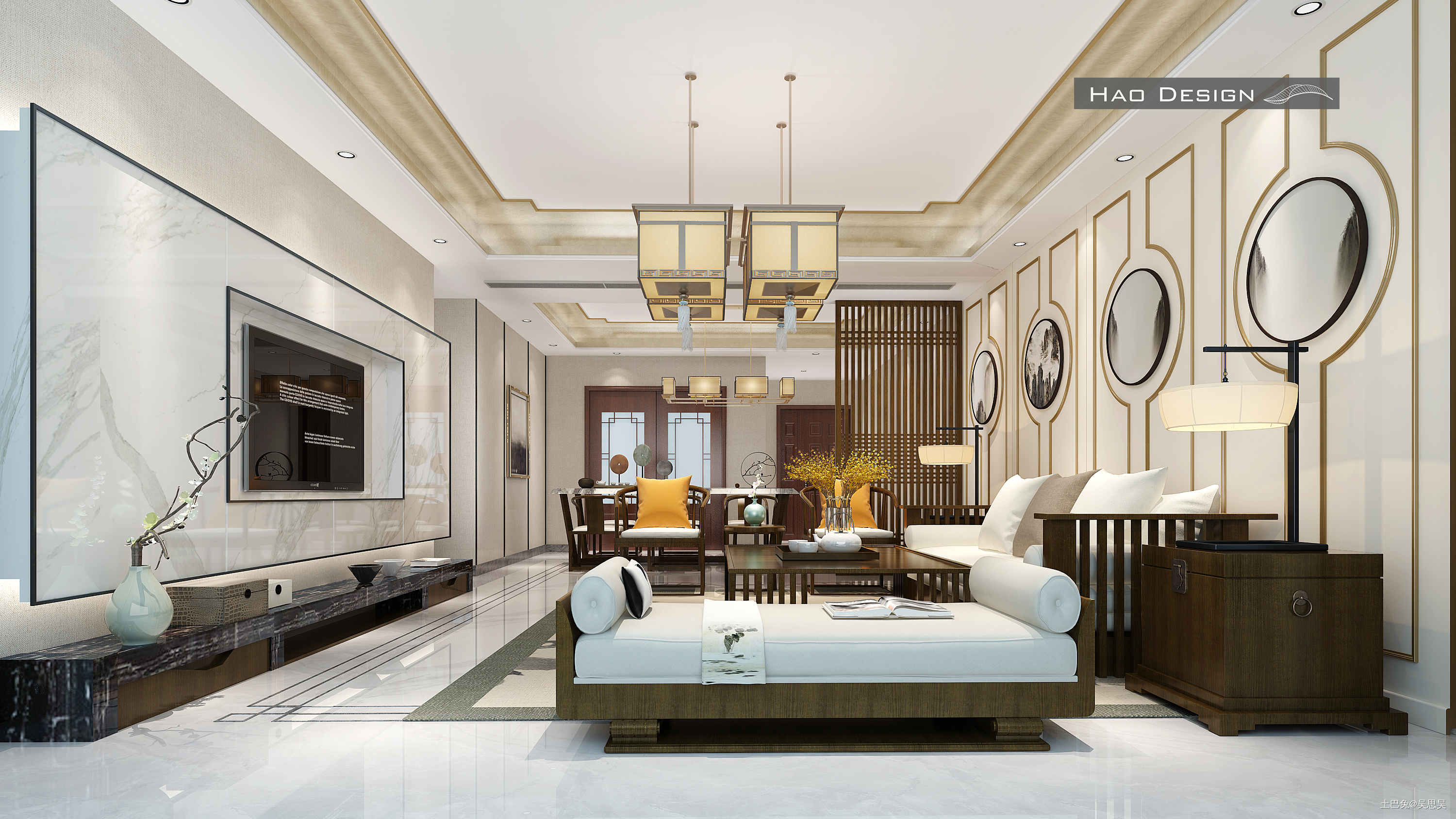 浪漫155平中式四居客厅装修图新中式客厅设计图片赏析