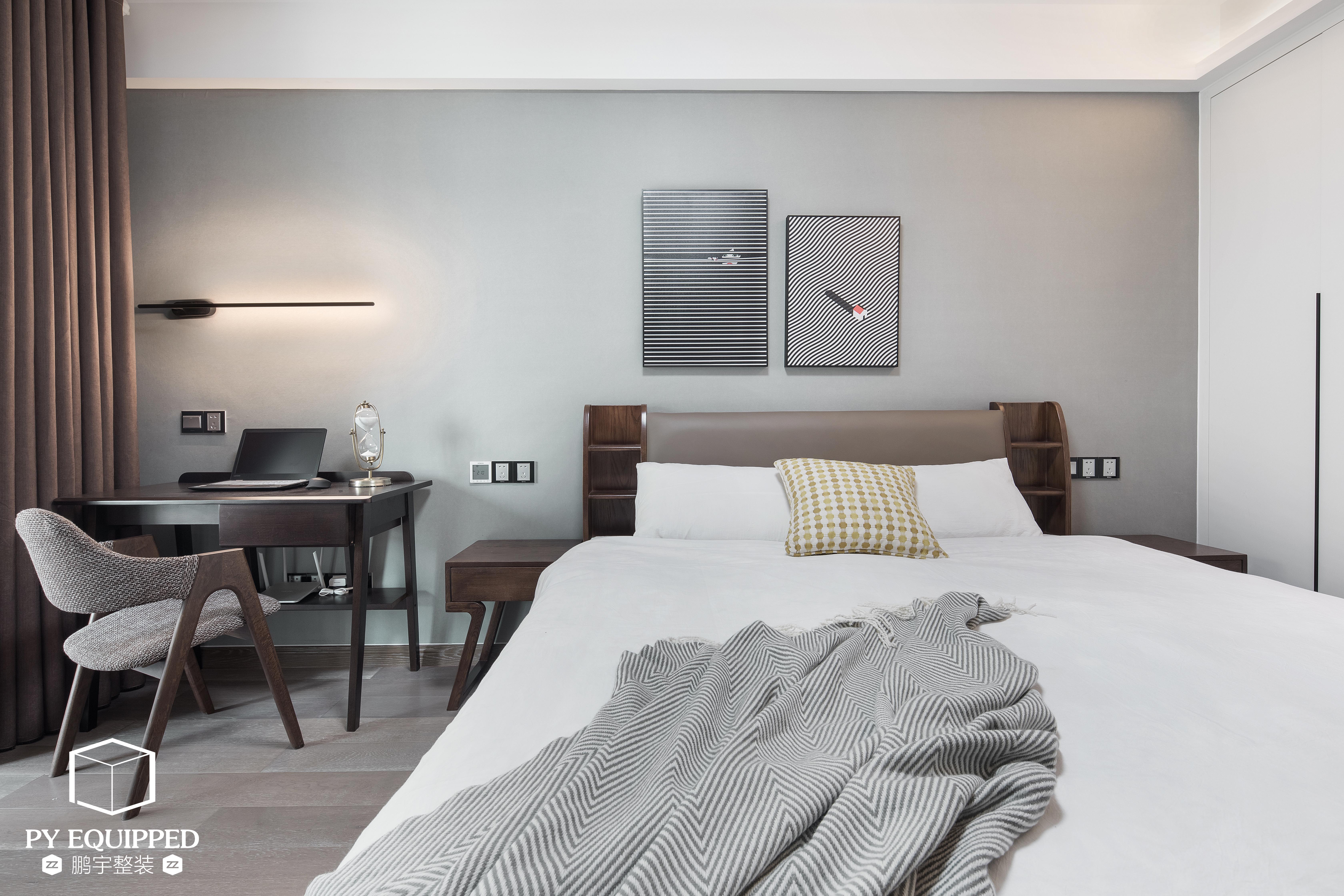 卧室床装修效果图精致87平北欧二居卧室装修案例北欧风卧室设计图片赏析