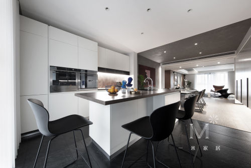 明亮102平北欧三居厨房效果图功能区201-500m²三居家装装修案例效果图