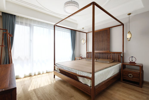 卧室窗帘3装修效果图禅意DS风卧室设计图