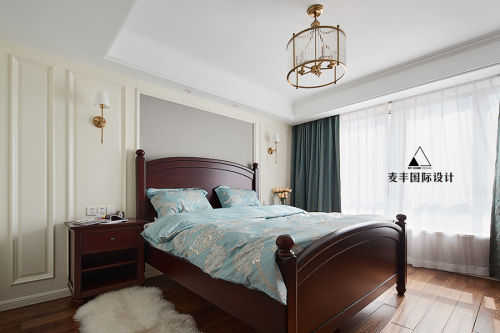 卧室窗帘装修效果图精美118平美式三居卧室效果图