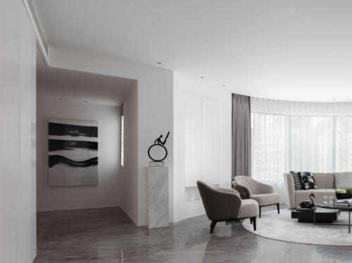 客厅窗帘装修效果图温馨71平现代复式客厅实拍图