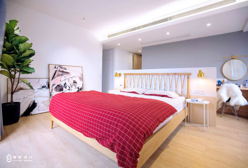 卧室床2装修效果图华丽58平北欧二居卧室效果图片
