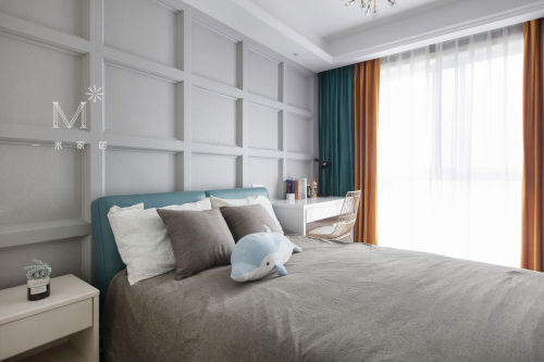 卧室窗帘装修效果图简洁95平美式三居卧室装修效果