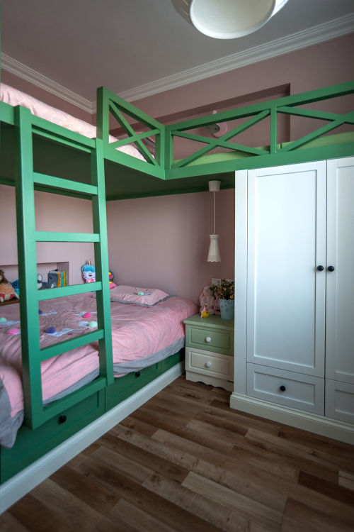 卧室木地板装修效果图优雅160平美式四居儿童房效果