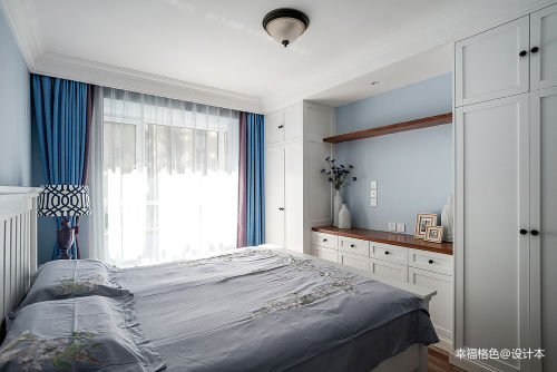 卧室窗帘装修效果图精致143平美式四居卧室装修美