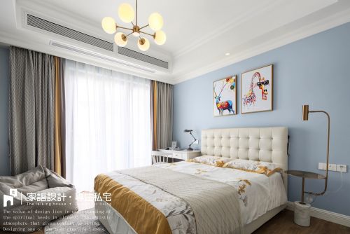 卧室窗帘装修效果图精致111平美式三居卧室装饰图