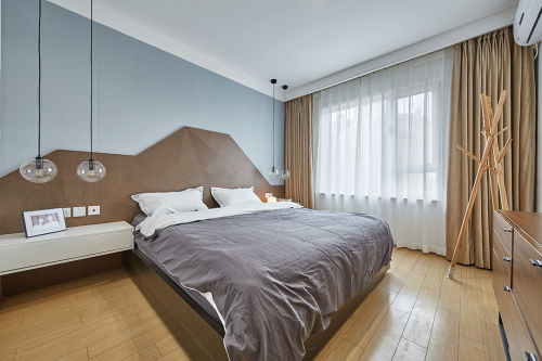 卧室床装修效果图精致72平现代三居卧室效果图片