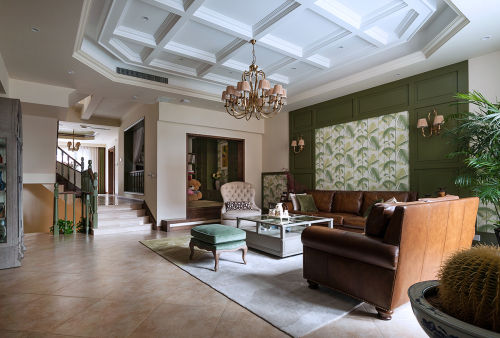 客厅沙发1装修效果图华丽541平美式别墅客厅装修案