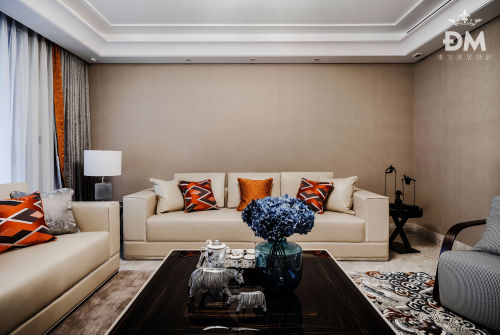 客厅窗帘装修效果图低奢大平层客厅沙发图