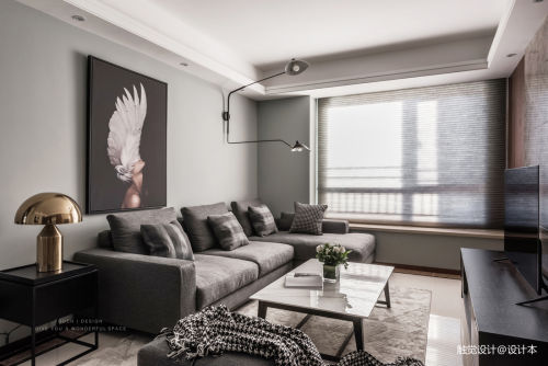 客厅窗帘装修效果图现代二居客厅沙发设计