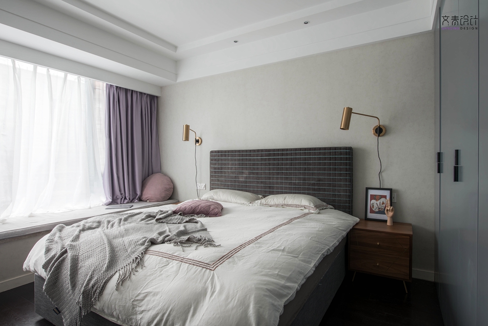 卧室床装修效果图悠雅86平北欧三居卧室设计图北欧风卧室设计图片赏析