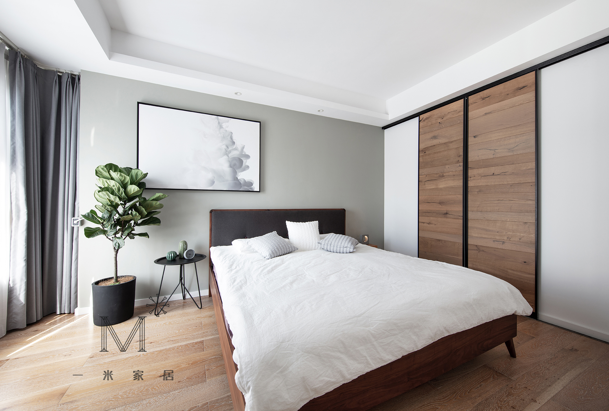 卧室窗帘装修效果图简洁74平现代二居卧室设计案例现代简约卧室设计图片赏析