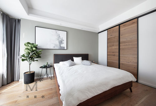 卧室窗帘1装修效果图简洁74平现代二居卧室设计案例