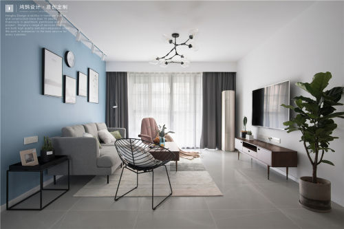 灰色客廳窗簾裝修效果圖優美127平北歐三居客廳設計效