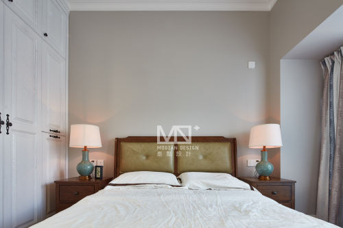 卧室窗帘2装修效果图温馨133平美式四居卧室效果图