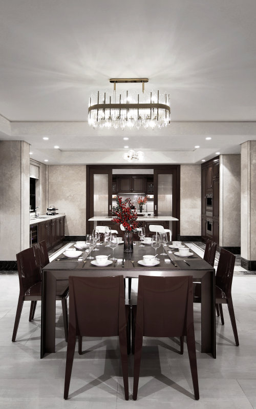 新中式1000㎡别墅豪宅餐厅装修效果图