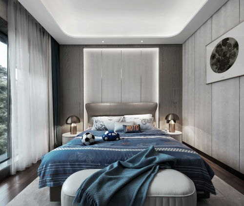 卧室床装修效果图典雅434平中式别墅卧室实拍图