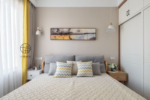 卧室窗帘装修效果图温馨123平北欧三居装修装饰图
