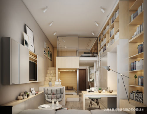 装修效果图明亮45平现代样板间客厅图片欣60m²以下现代简约家装装修案例效果图