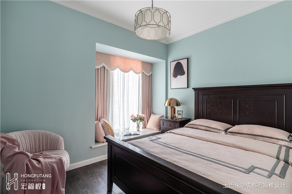 优美83平美式三居卧室装修效果图美式卧室设计图片赏析
