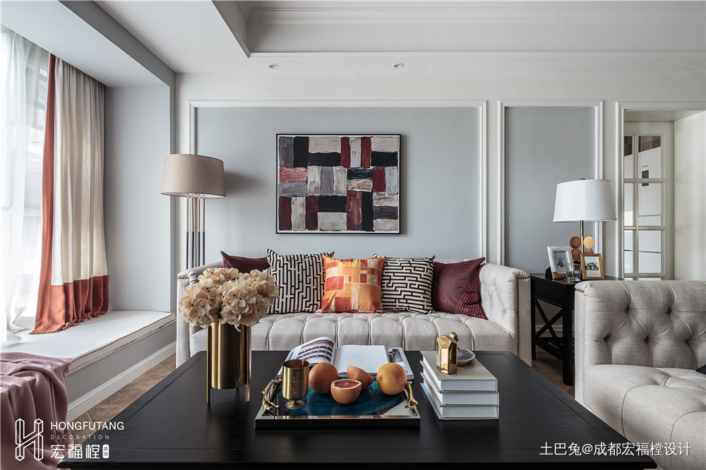 简洁128平美式三居客厅装修效果图美式客厅设计图片赏析