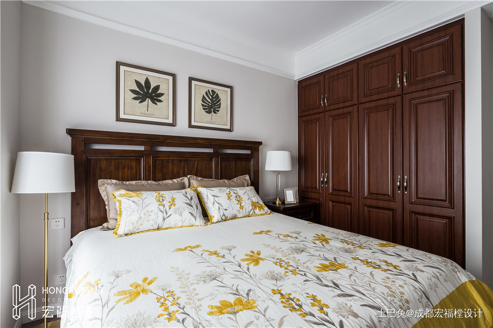 简洁118平美式四居卧室设计案例美式卧室设计图片赏析