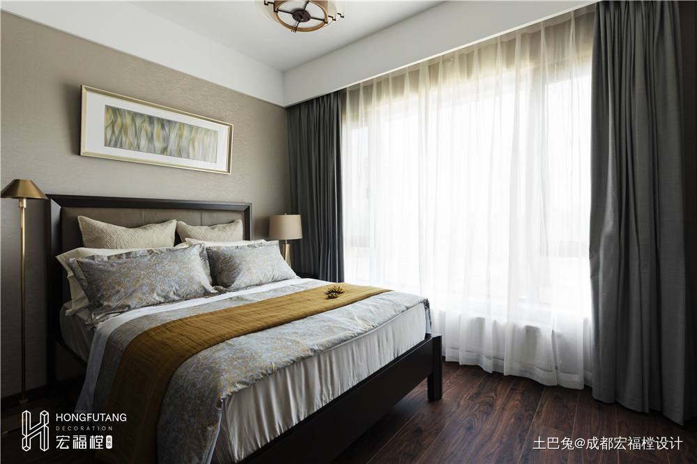 优美81平中式三居卧室装修案例新中式卧室设计图片赏析