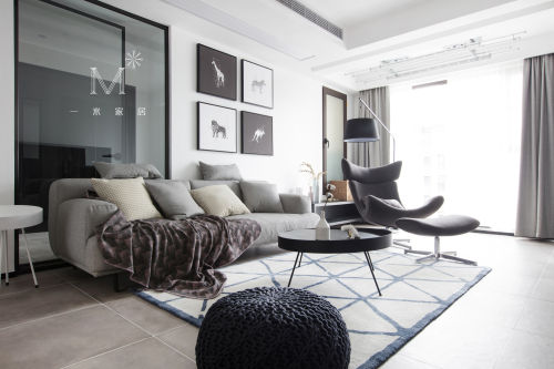 质朴130平现代二居客厅装修效果图客厅沙发121-150m²二居现代简约家装装修案例效果图