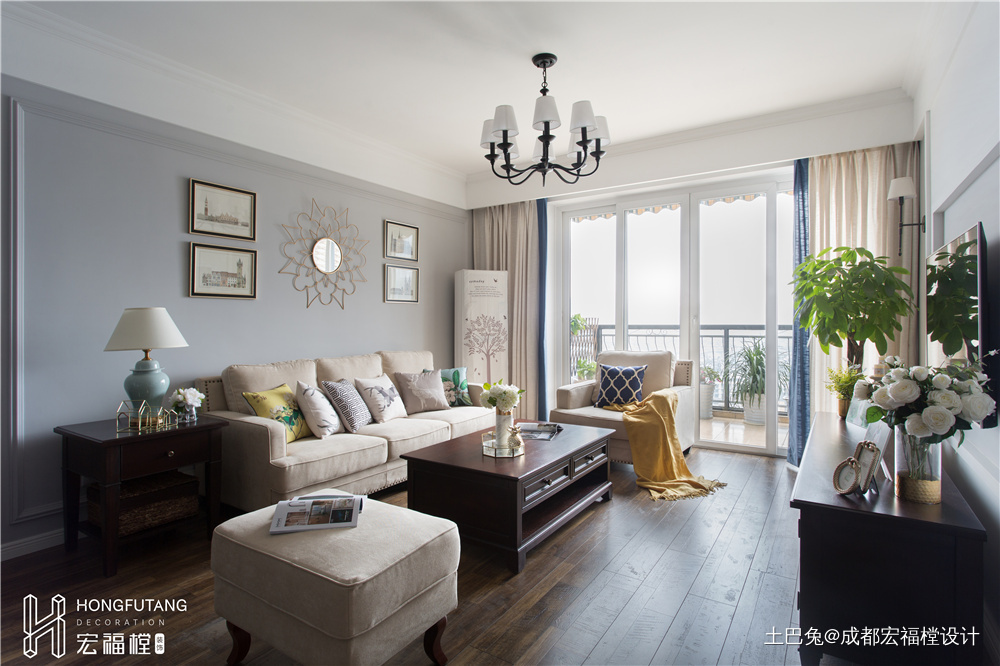 典雅57平美式二居客厅效果图美式客厅设计图片赏析