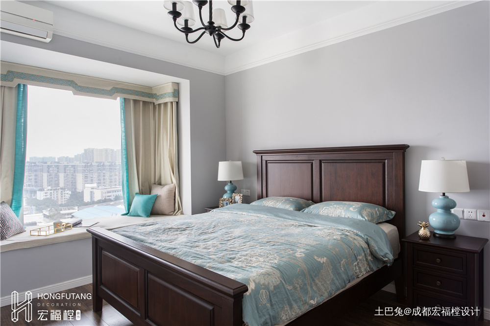 明亮56平美式二居卧室设计案例美式卧室设计图片赏析