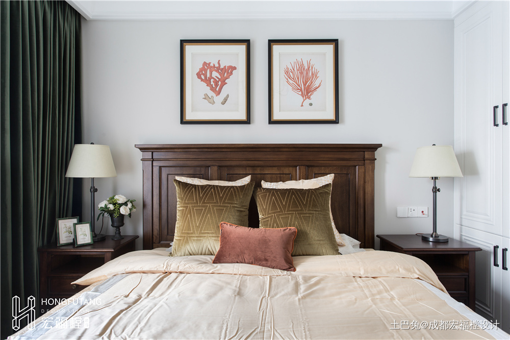 悠雅77平美式三居卧室装修案例美式卧室设计图片赏析